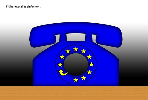 Cartoon: Früher war alles einfacher (medium) by Nikklaus tagged eu,telefon,wählen,drehen,tisch,früher,heute
