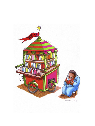 Cartoon: Buchhändler (medium) by Mehmet Karaman tagged books,bücher,literatur