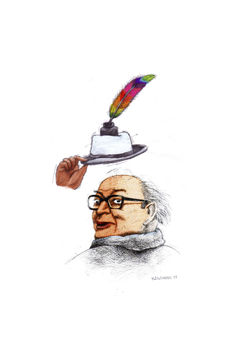 Cartoon: Friedrich Dürrenmatt (medium) by Mehmet Karaman tagged literatur,schriftsteller