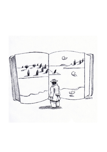 Cartoon: Strand (medium) by Mehmet Karaman tagged strand,buch,literatur