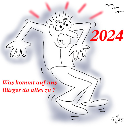 Cartoon: 2024 (medium) by legriffeur tagged 2024,neuesjahr,bundesregierung,bürger,bundesbürger,steuern,abgaben,bundeshaushalt,bundespolitik,länder,gemeinden,steuerzahler