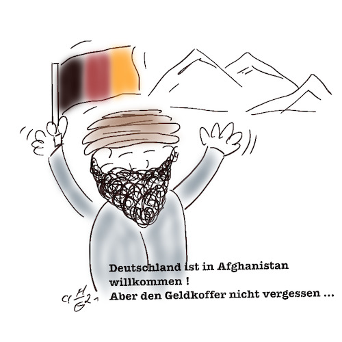 Cartoon: Deutschland willkommen (medium) by legriffeur tagged afghanistan,deutschland,willkommendeutschland,hilfefuerafghanistan,hikfe,für
