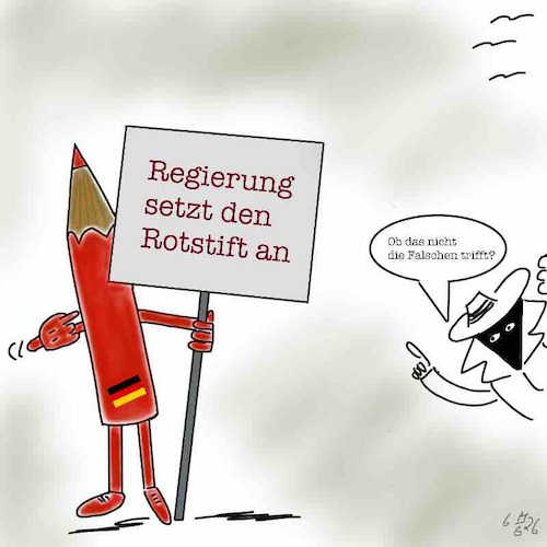 Cartoon: Rotstift ansetzen (medium) by legriffeur tagged regierung,bundesregierung,deutschland,rotstift,sparen,sparmassnahmen