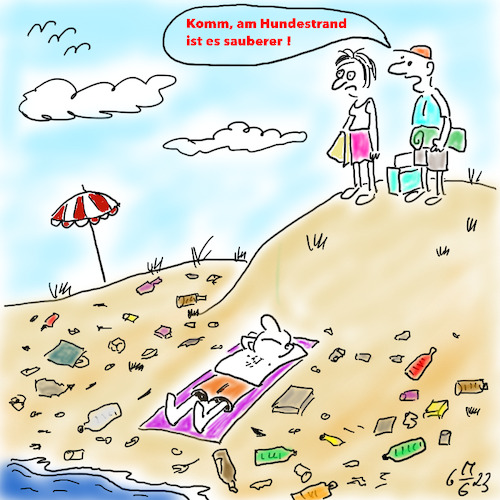 Cartoon: Strandurlaub (medium) by legriffeur tagged urlaub,urlaubszeit,ferien,strand,strandurlaub,sommer,sommerferien,müllamstrand,umwelt