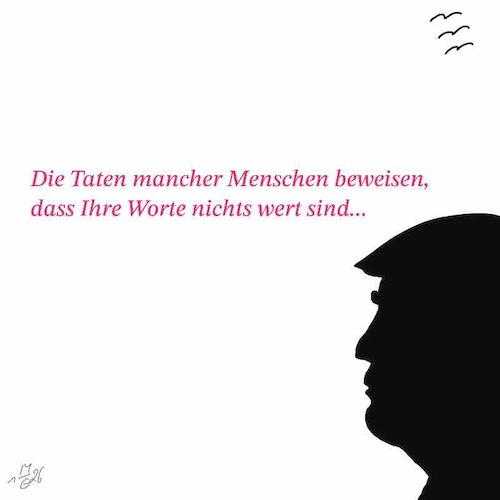 Cartoon: Worte und Taten (medium) by legriffeur tagged politik,politiker,trump,macht,machtmenschen,grönland,nato,europa