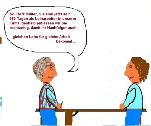 Cartoon: Gleicher Lohn - gleiche Arbeit (medium) by Ernst Alter tagged entlassen,arbeit,lohn,gleicher