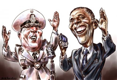 Cartoon: Peron-Obama (medium) by Bob Row tagged obama,politics,media