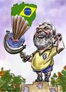 Cartoon: Lula and Brazil on the hype (small) by Bob Row tagged brazil,lula,football,cup,olympics,sport,politics,caricature