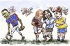 Cartoon: Obama_Latin America go separate (small) by Bob Row tagged obama chavez fernandez rousseff celac soccer football