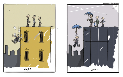 Cartoon: Rettungsschirm 2011 (medium) by subbird tagged rettungsschirm,bankenkrise,1929,schwarzer,freitag