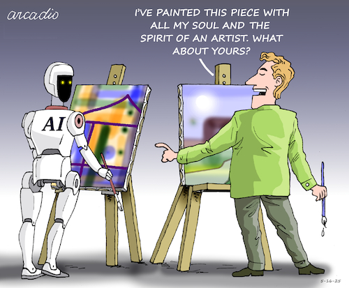 Cartoon: AI WITHOUT A SOUL. (medium) by Cartoonarcadio tagged humans,robots,ai