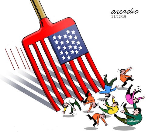 Cartoon: Broom anti immigrants. (medium) by Cartoonarcadio tagged trump,immigrants,washington,white,house