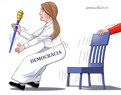 Cartoon: Democracy in trouble. (medium) by Cartoonarcadio tagged democracy,freedom,latin,america,usa