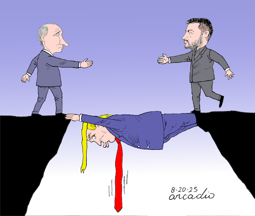 Cartoon: Dialogue in Ukraine. (medium) by Cartoonarcadio tagged peace,dialogue,trump,russia,ukraine