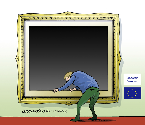 Cartoon: European economic realism. (medium) by Cartoonarcadio tagged crisis,money,budget,finances,euro,unemployment