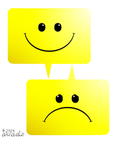 Cartoon: FACIAL EXPRESSIONS AND DIALOGUE (medium) by Cartoonarcadio tagged happy,sad,dialogue,war