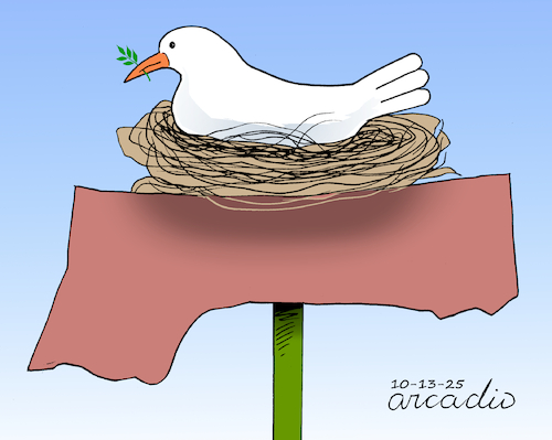 Cartoon: Gaza new nest for peace. (medium) by Cartoonarcadio tagged gaza,peace,israel,hamas,middle,east