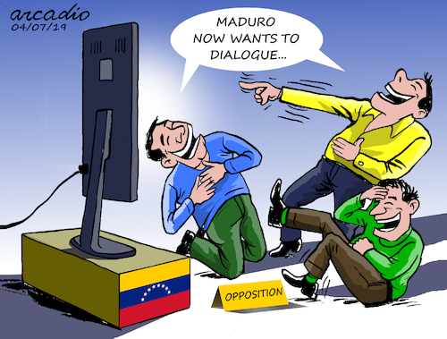 Cartoon: Maduro now wants to dialogue. (medium) by Cartoonarcadio tagged maduro,venezuela,latin,america