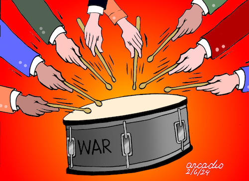 Cartoon: Many are playing the drum. (medium) by Cartoonarcadio tagged war,russia,china,usa,gaza,north,korea