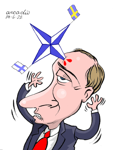 Cartoon: NATO vrs Putin. (medium) by Cartoonarcadio tagged sweden,nato,finland,russia,war