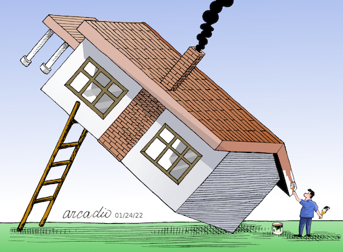Cartoon: Painting the house. (medium) by Cartoonarcadio tagged paint,humor,cartoon,gag