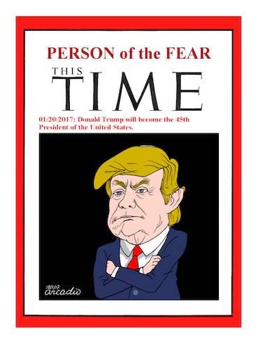 Cartoon: Person of the fear. (medium) by Cartoonarcadio tagged trump,usa,president,politician,fear
