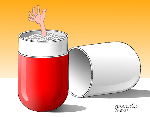 Cartoon: Prisoners of drugs. (medium) by Cartoonarcadio tagged drugs,people,pills,adiction