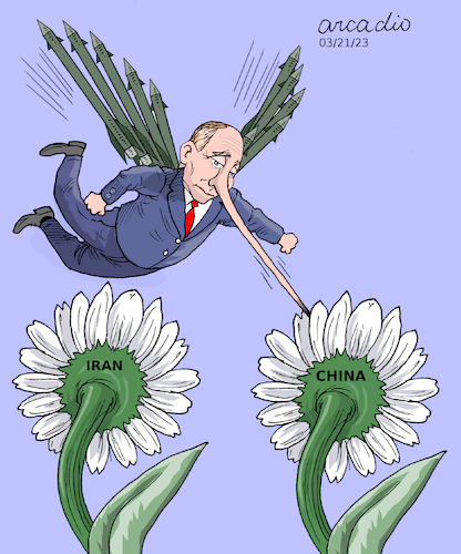 Cartoon: Putin and his friends (medium) by Cartoonarcadio tagged iran,china,russia