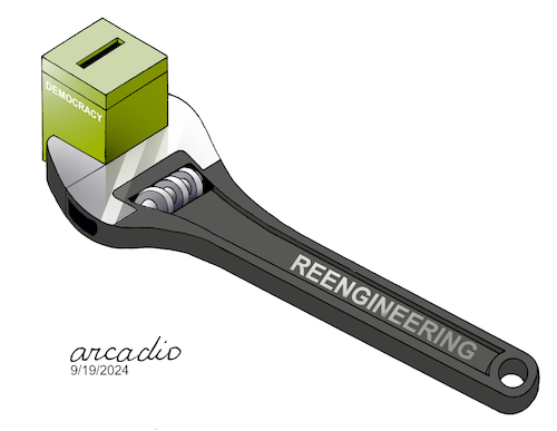 Cartoon: Renewing democracy. (medium) by Cartoonarcadio tagged democracy,world,elections