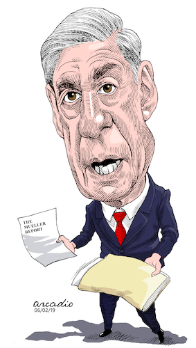 Cartoon: Robert Mueller USA (medium) by Cartoonarcadio tagged mueller,usa,fbi,washington,trump,report