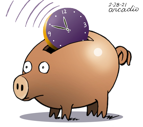 Cartoon: Saving time. (medium) by Cartoonarcadio tagged time,clock,saving,life