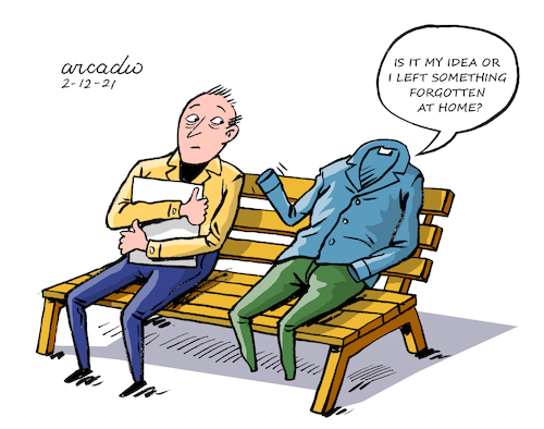 Cartoon: Something Forgotten. (medium) by Cartoonarcadio tagged humans,something,humor,cartoon