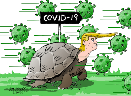 Cartoon: The emergency of Covid-19 in USA (medium) by Cartoonarcadio tagged coronavirus,covid,19,usa,trump