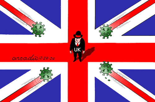 Cartoon: The last Covid attack in UK. (medium) by Cartoonarcadio tagged pandemic,coronavirus,health,united,kingdom