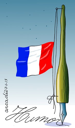 Cartoon: The tragedy of Charlie Hebdo (medium) by Cartoonarcadio tagged cartoons,francia,violencia,terror,hebdo,charlie