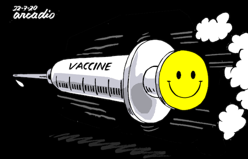 Cartoon: The vaccine. (medium) by Cartoonarcadio tagged covid,19,pandemic,health,coronavirus,world,vaccine