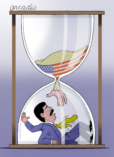 Cartoon: Time is running out for Maduro. (medium) by Cartoonarcadio tagged maduro,venezuela,dictator