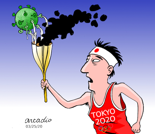 Cartoon: TOKYO 2020 POSTPONED. (medium) by Cartoonarcadio tagged tokyo,2020,sports,olympic,games,japan
