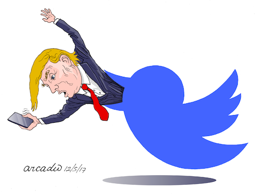 Cartoon: Trump in troubles. (medium) by Cartoonarcadio tagged trump,twitter,us,president,government,usa
