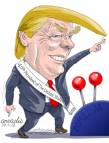 Cartoon: Trump Inauguration. (medium) by Cartoonarcadio tagged trump,inauguration,president,usa,republicans,populism