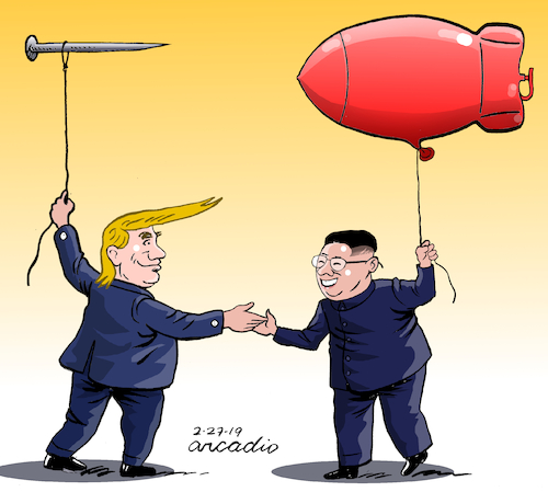 Cartoon: Trump Kim Summit. (medium) by Cartoonarcadio tagged trump,hanoi,kim,usa