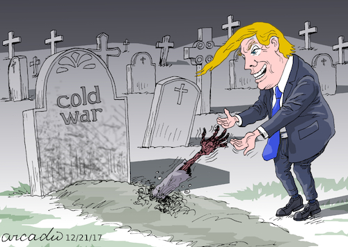 Cartoon: Trump reviving the cold war. (medium) by Cartoonarcadio tagged trump,cold,war,military,usa