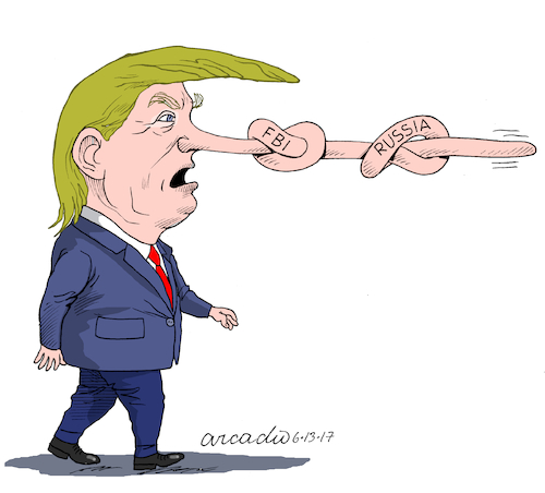 Cartoon: Trump Russia and FBI (medium) by Cartoonarcadio tagged trump,russia,fbi,america,politicians