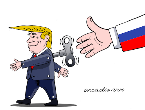 Cartoon: Trump...rope doll. (medium) by Cartoonarcadio tagged trump,russia,friendship,usa
