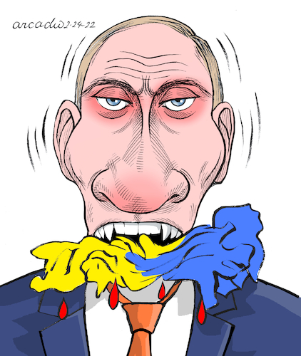 Cartoon: Ukraine was invaded by Russia. (medium) by Cartoonarcadio tagged ukraine,russia,putin,biden,war,invasion,europe