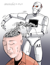 Cartoon: AI and the human brain. (small) by Cartoonarcadio tagged ai human brain technology
