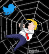 Cartoon: Trump trapped in the net. (small) by Cartoonarcadio tagged trump,internet,twitter,president,usa,america
