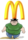 Cartoon: With the food in the head. (small) by Cartoonarcadio tagged food,head,fast,hamburguer,meat,fat