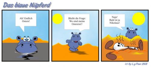 Cartoon: Das blaue Nilpferd (medium) by ucomix tagged nilpferd,cartoon
