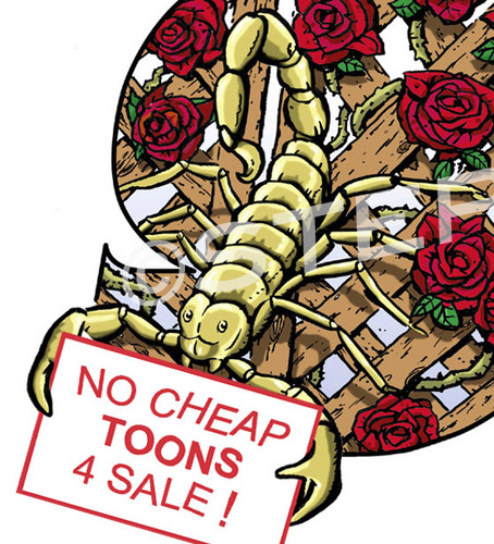 Cartoon: No heap toons for sale! (medium) by step tagged billigtoons,billigbilder,billigzeichnungen,billigkarikaturen,ausverkauf,verramschen,ramsch,flohmarkt